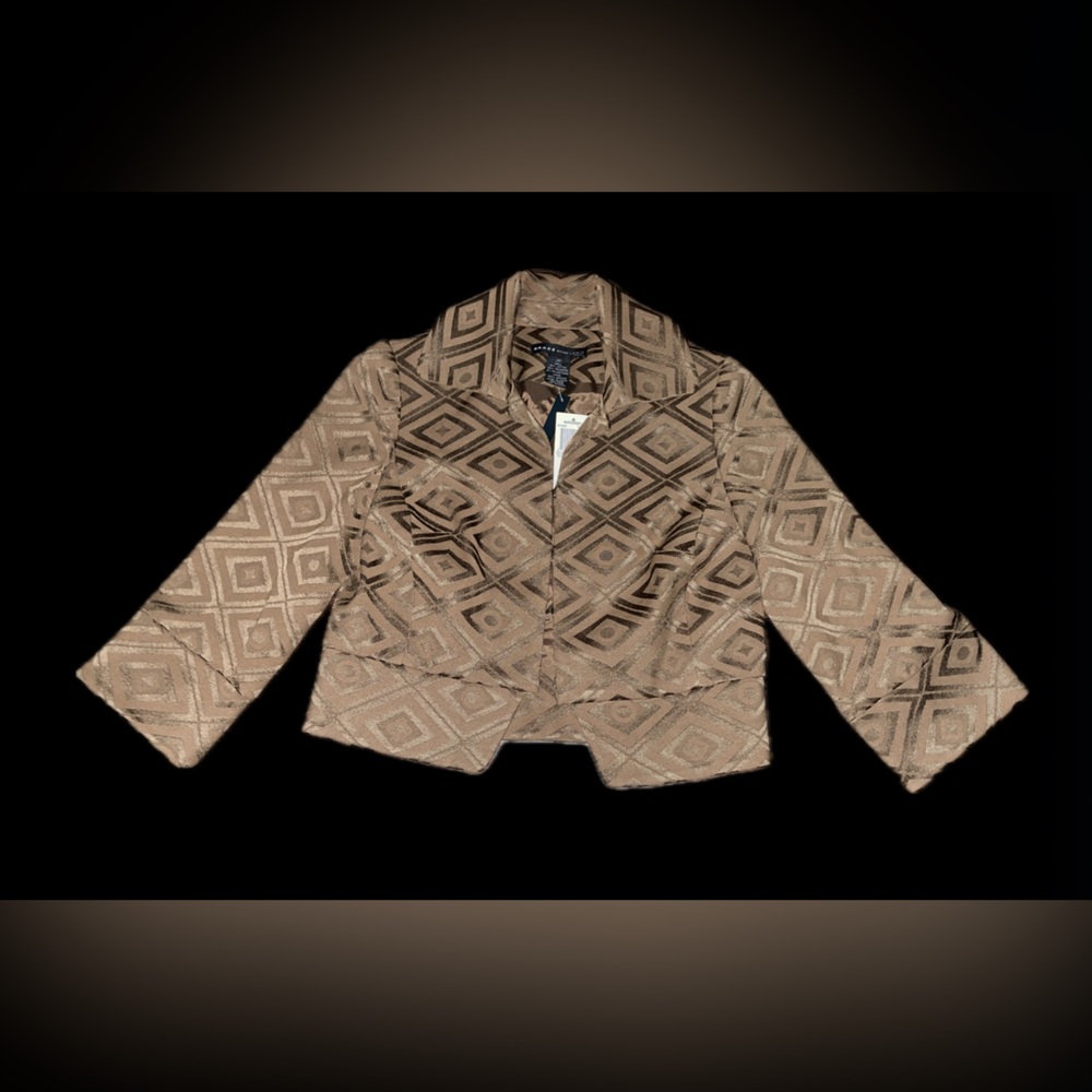 Grace Dane Lewis Petite Metallic Blazer – Diamond Jacquard Pattern, Size 2P